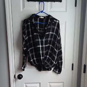 Maurices Black and White Checkered Button Down Shirt